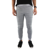 Riflessi Mens Skinny Track Pants Joggers - Slim Cuffed Fleece Gym/Casual Sweat Pants - Heather Grey
