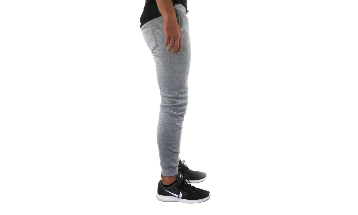 Riflessi Mens Skinny Track Pants Joggers - Slim Cuffed Fleece Gym/Casual Sweat Pants - Heather Grey