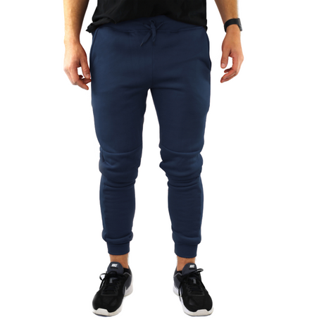 Riflessi Mens Skinny Track Pants Joggers - Slim Cuffed Fleece Gym/Casual Sweat Pants - Navy