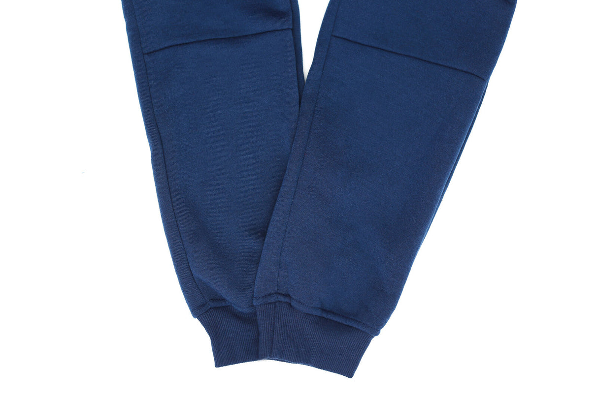Riflessi Mens Navy Blue Fleece Skinny Track Pants - Slim Cuffed Joggers/Gym Sweatpants