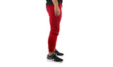 Riflessi Mens Skinny Track Pants Joggers - Slim Cuffed Fleece Gym/Casual Sweat Pants - Red