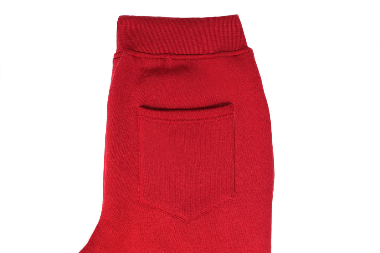 Riflessi Mens Skinny Track Pants Joggers - Slim Cuffed Fleece Gym/Casual Sweat Pants - Red