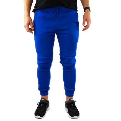 Riflessi Mens Skinny Track Pants Joggers - Slim Cuffed Fleece Gym/Casual Sweat Pants - Royal Blue