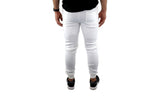 Riflessi Mens Skinny Track Pants Joggers - Slim Cuffed Fleece Gym/Casual Sweat Pants - White