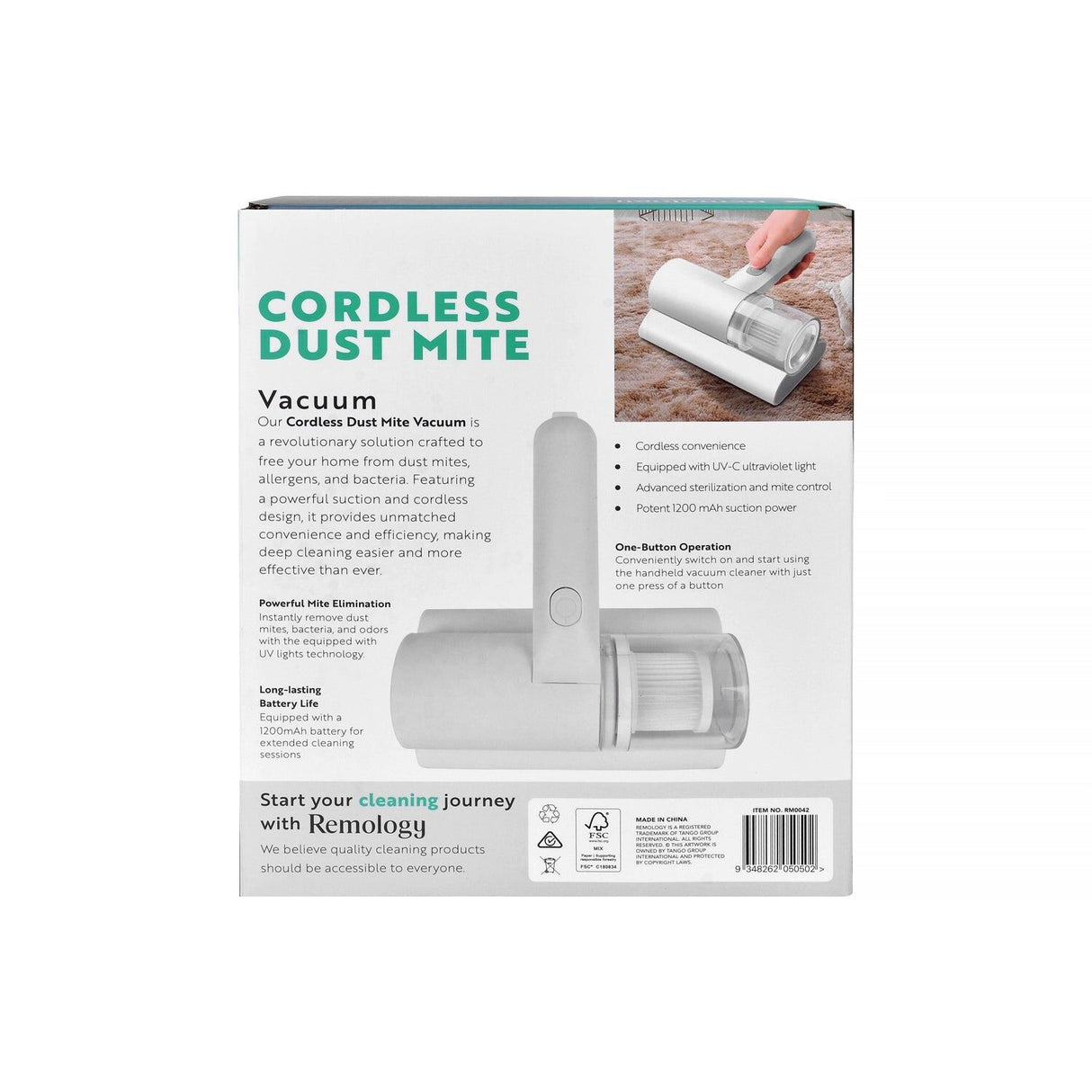 Remology Portable Cordless Handheld Vacuum Cleaner UV Light Rechargeable Duster