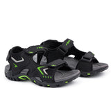 Sfida Rock Boys Adjustable Outdoor Sandals - Black/Lime (Kids Sports Sandals)