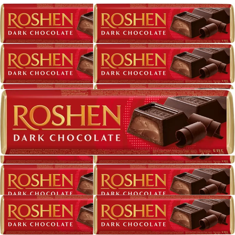 10x 47g ROSHEN Dark Chocolate "Baton" w/ Fondant Filling Batonchik - Product of Ukraine