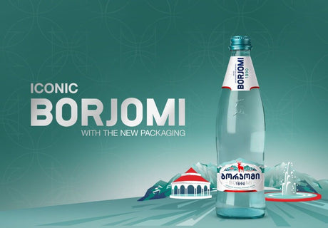 12x Borjomi Naturally Carbonated Sparkling Mineral Water Glass Bottle - 500ml (Product of Georgia)