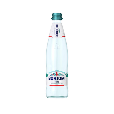 12x Borjomi Naturally Carbonated Sparkling Mineral Water Glass Bottle - 500ml (Product of Georgia)