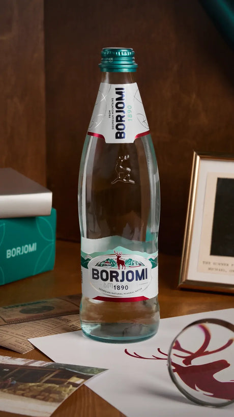 Borjomi Naturally Carbonated Sparkling Mineral Water Glass Bottle - 500ml (Product of Georgia)