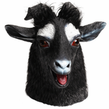 Goat Latex Mask Full Head Animal Sheep Costume Halloween Party Cosplay - Black