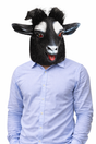 Goat Latex Mask Full Head Animal Sheep Costume Halloween Party Cosplay - Black