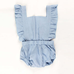 Ponchik Babies & Kids Ruffle Back Romper - Capri Blue