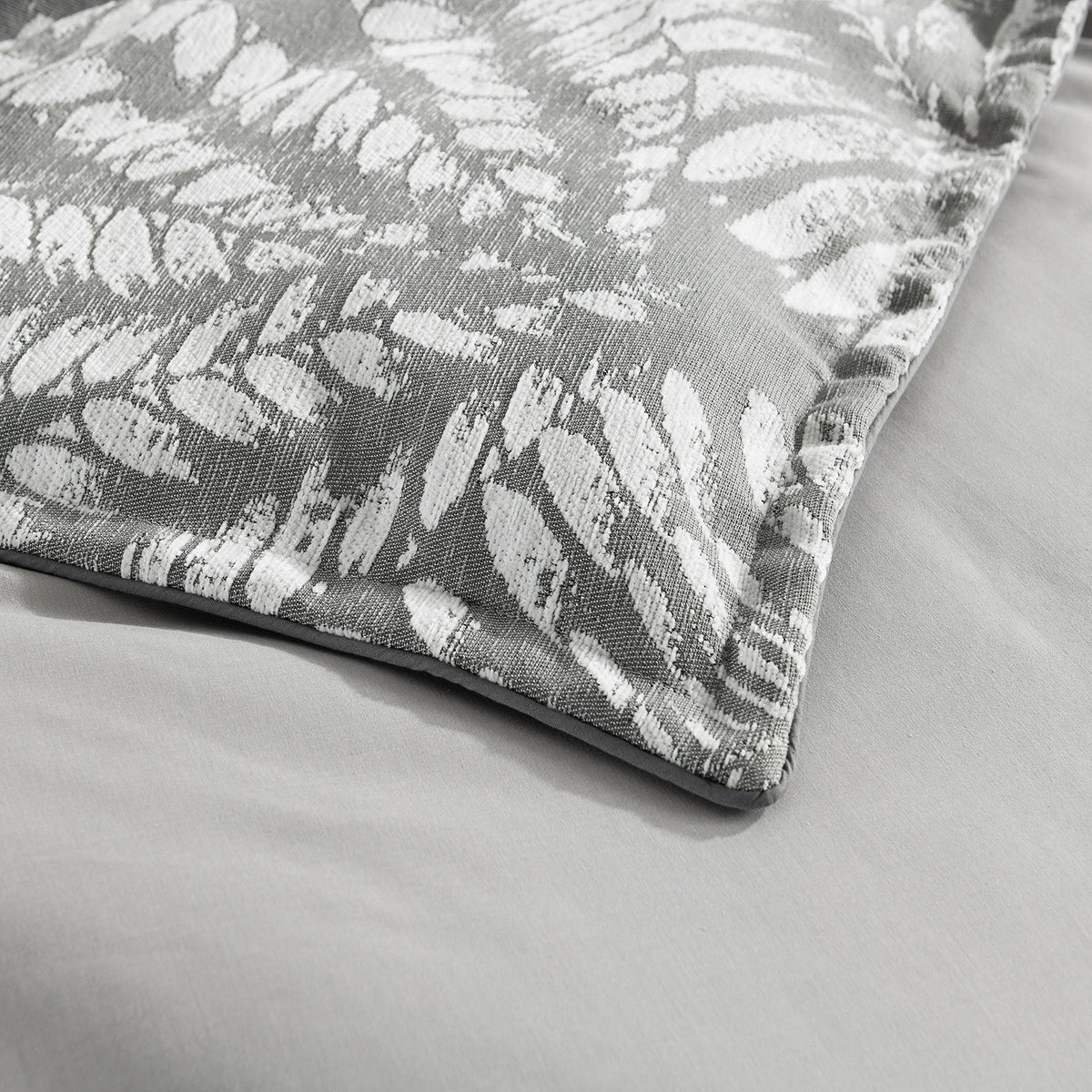 Renee Taylor Raven Tropical Jacquard Quilt Cover Set - Charcoal (OEKO-TEX Certified)