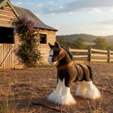 Bocchetta Rimsky 30cm Clydesdale Horse Plush Toy (Realistic Stuffed Animal Farm Gift)