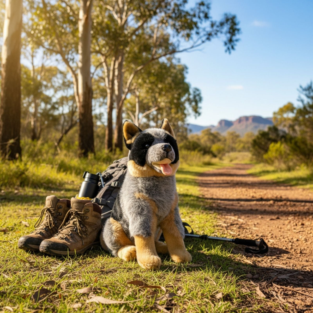 Bocchetta Rocky 41cm Sitting Blue Heeler Cattle Dog Plush Toy (Australian Stuffed Animal Gift)