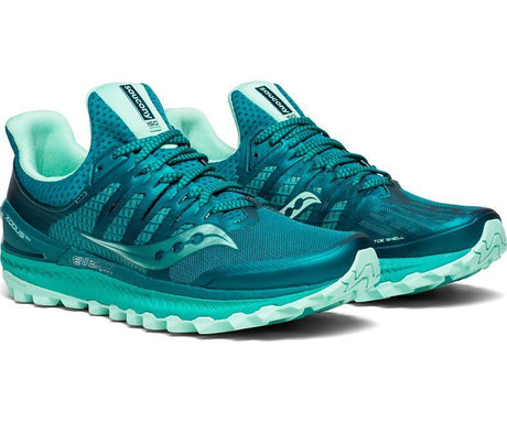 Saucony Womens XODUS ISO 3 Sneakers Runners Trail Running Shoes - Green/Aqua - US 10