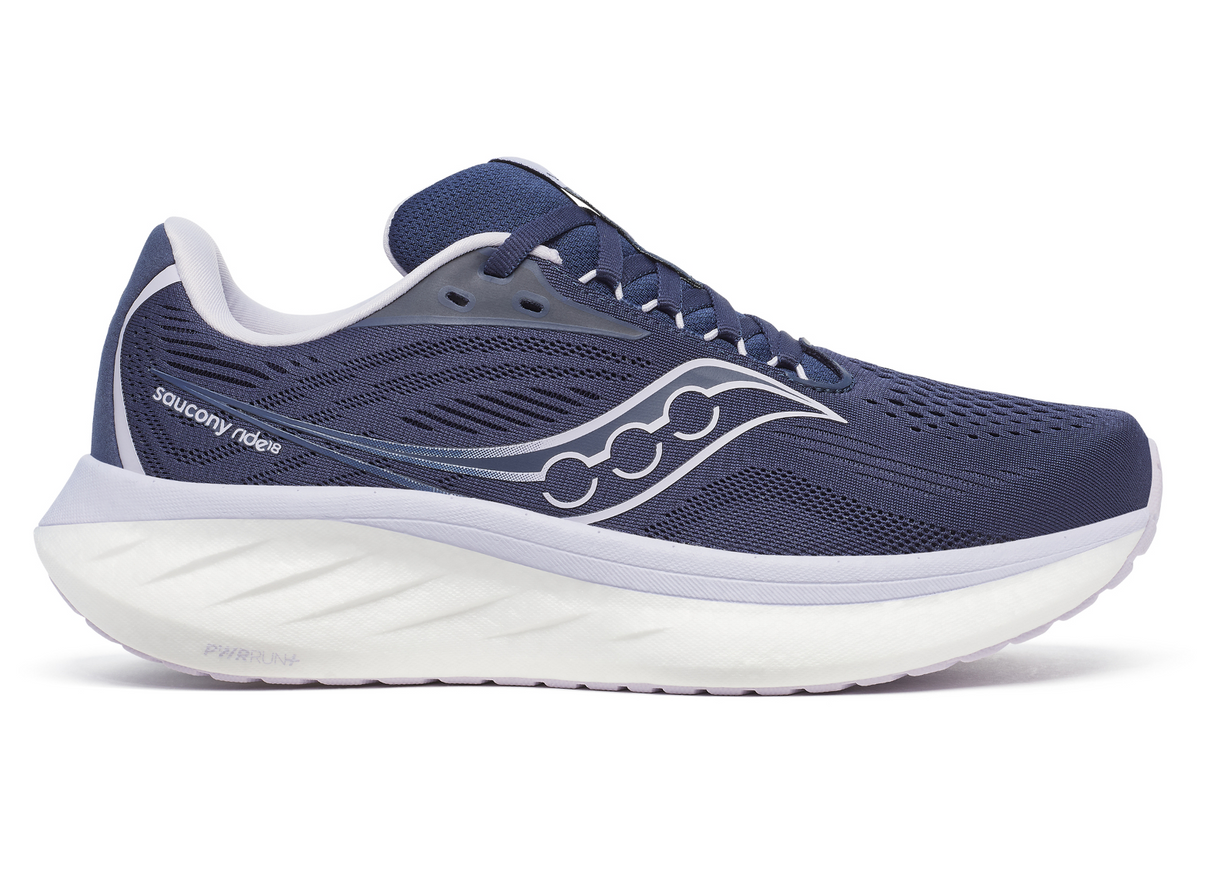 Saucony Womens Ride 18 Shoes Runners Athletic Sneakers Running in Navy/Aster	