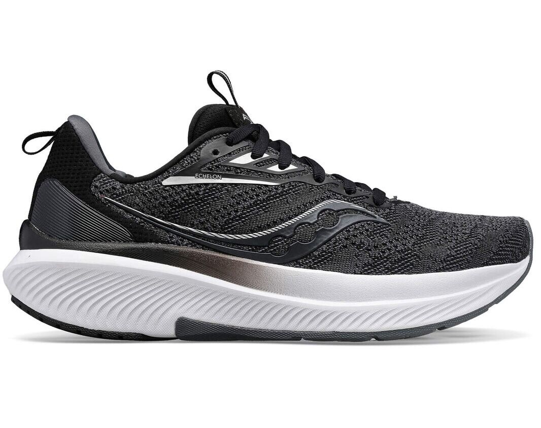 Saucony Mens Echelon 9 X-Wide Extra Wide Shoes Sneakers Runners in Black/White - US 12