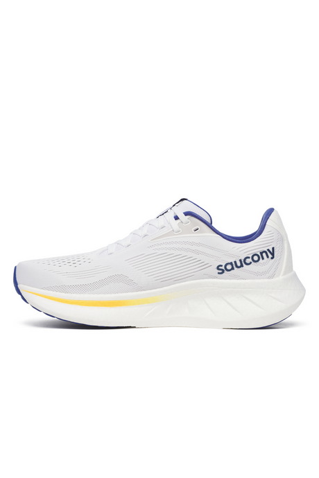 Saucony Mens Ride 18 Sneakers Shoes Runners in White/Azurite