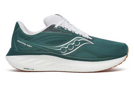 Saucony Mens Ride 18 Supportive Running Shoes Sneakers - Pine/White