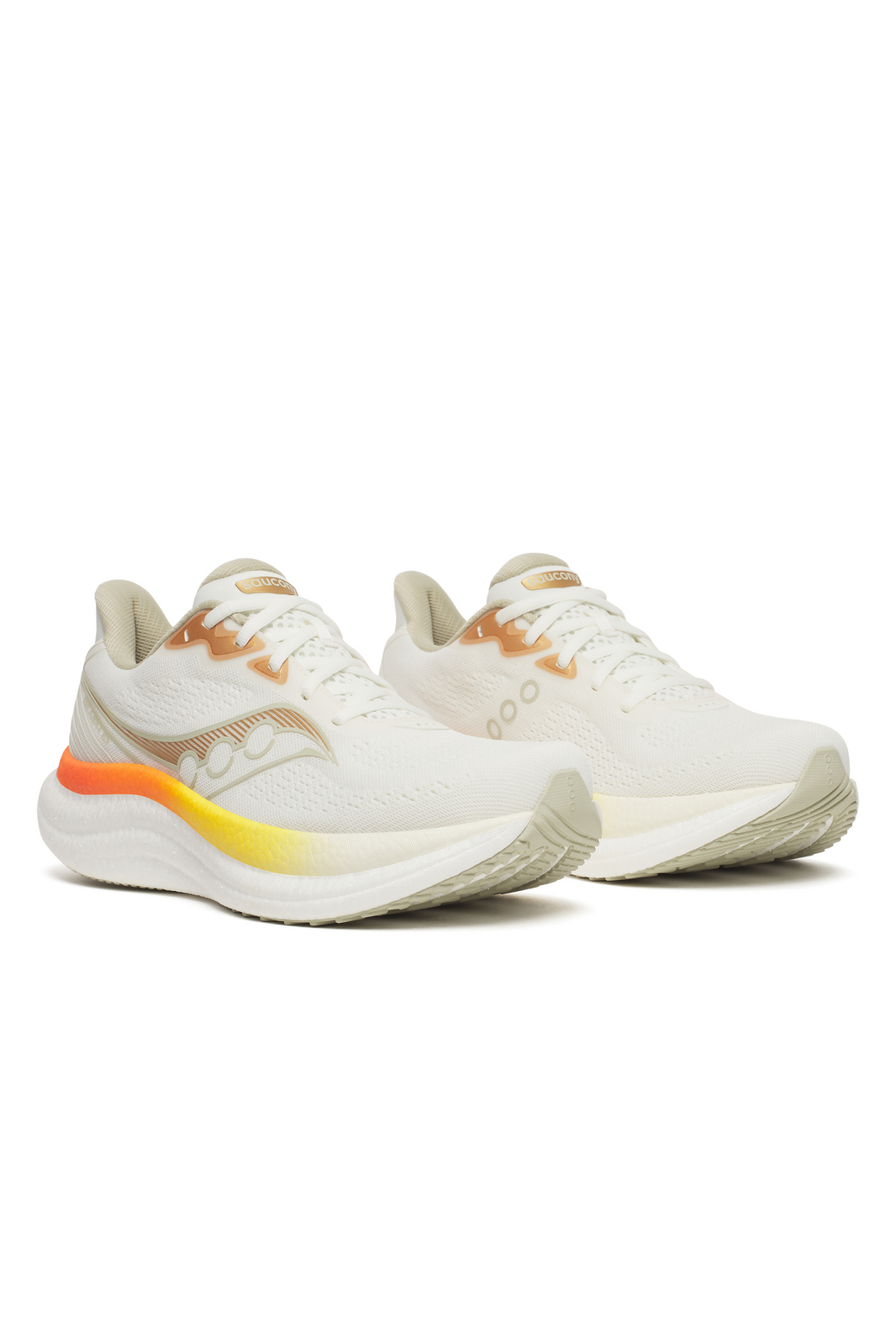 Saucony Mens Triumph 23 Sneakers Runners Running Shoes in Ivory/Fire