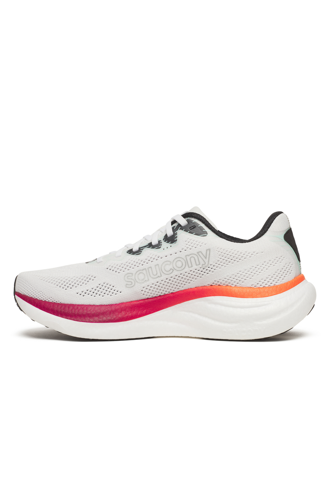 Saucony Mens Ride 19 Sneakers Runners Running Shoes in White/Crimson