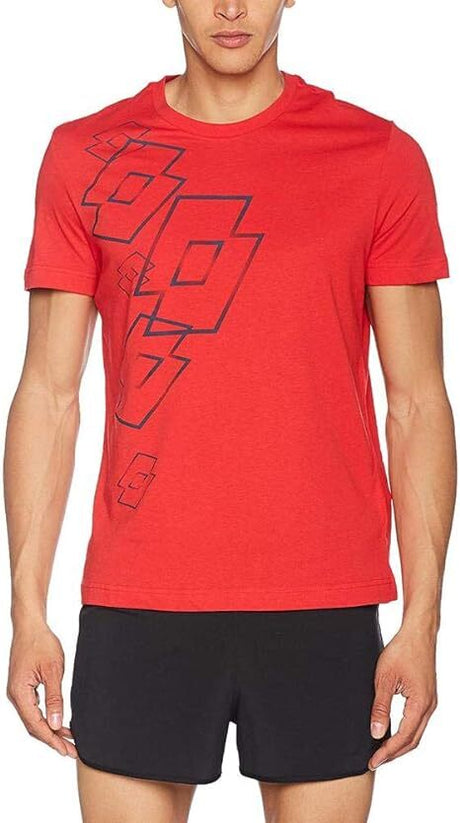 Lotto Mens Losanga Tee Shirt Soccer Tennis Sport - Red