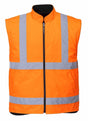 Portwest Hi-Vis Waterproof Rain Jacket Coat - Orange/Navy (5-in-1 Two Tone Safety Workwear Coat)