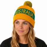 Green & Gold Australia Beanie Hat - Soccer/Football/Rugby Team