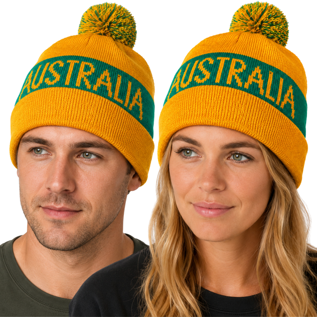Green & Gold Australia Beanie Hat - Soccer/Football Team
