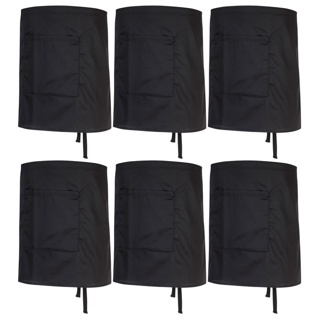 6x Portwest Waist Safety Apron with Large Pocket Bulk Pack - Black