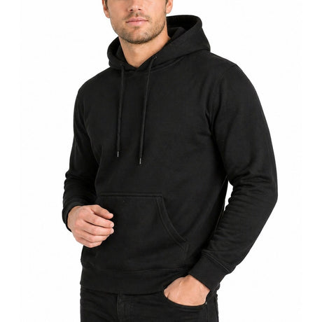 Mens 100% Cotton Hoodie - Black (Fleece Jumper/Pullover/Sweatshirt)