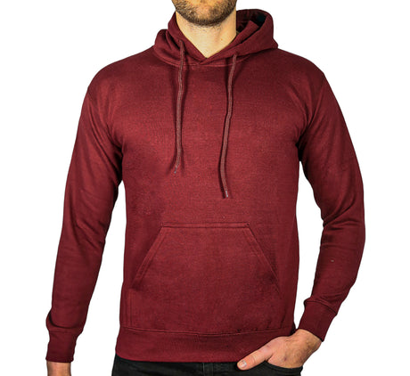 Mens 100% Cotton Hoodie - Maroon/Burgundy Red (Fleece Jumper/Pullover/Sweatshirt)