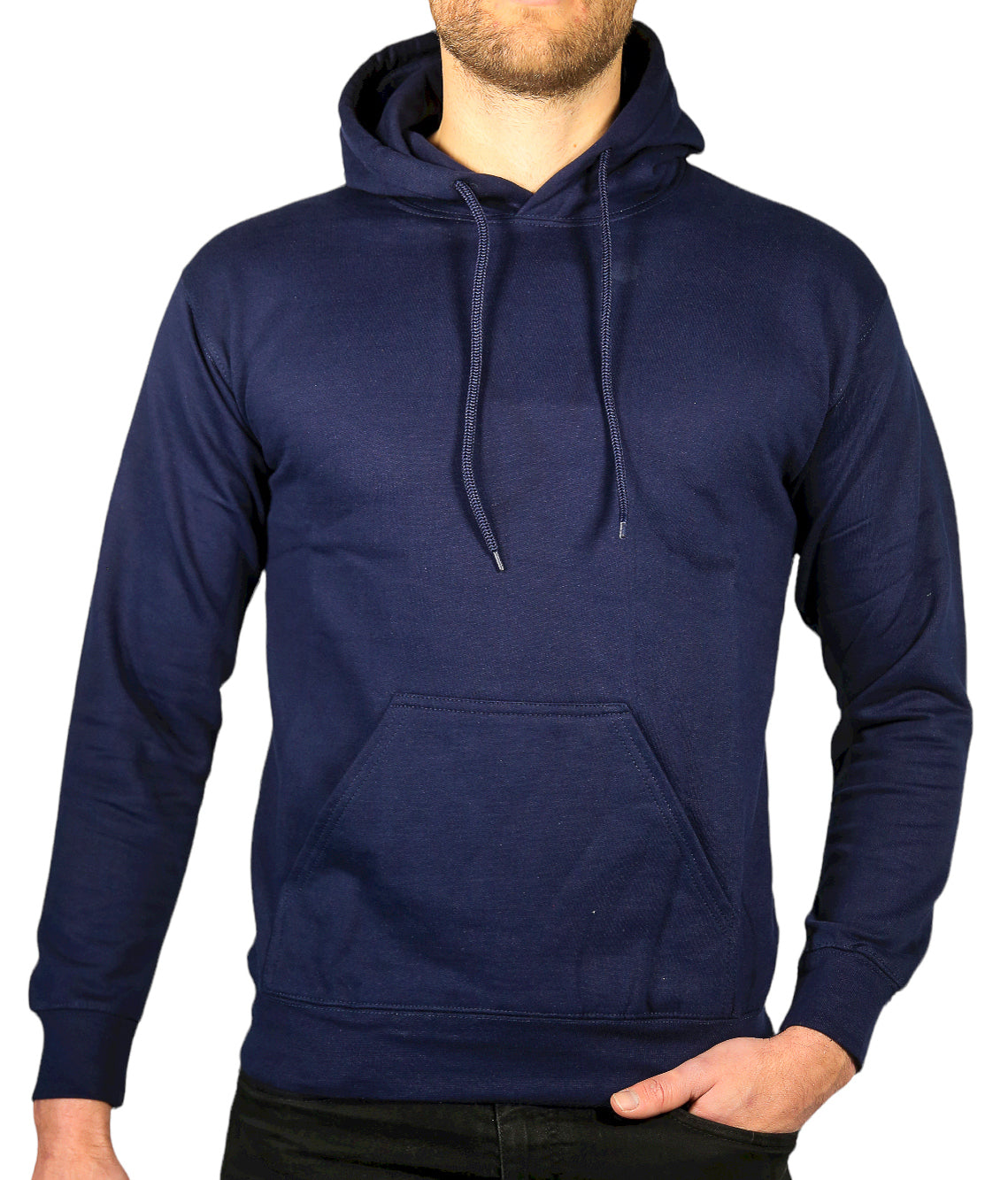 Mens 100% Cotton Hoodie - Navy (Fleece Jumper/Pullover/Sweatshirt)