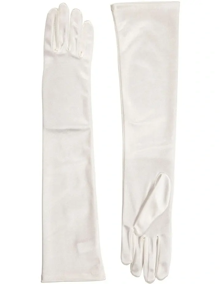 Dents Long Above Elbow Satin Gloves - Ivory