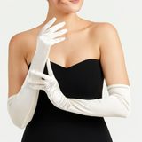 Dents Long Above Elbow Satin Gloves - Ivory