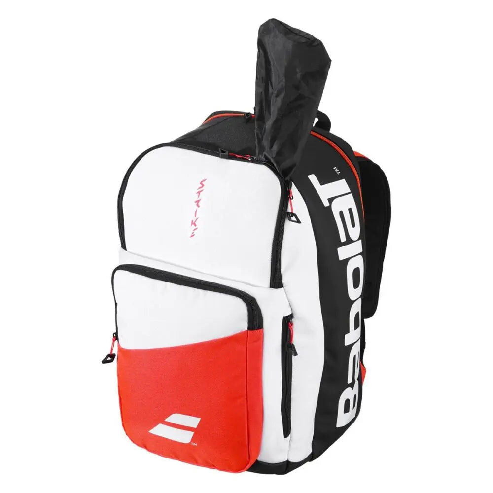 Babolat Pure Strike Backpack Tennis Bag w/ Racquet Compartment & Laptop Sleeve - White/Black/Red