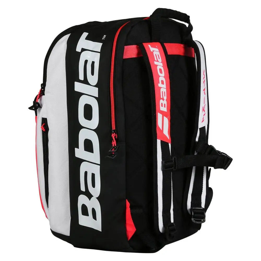 Babolat Pure Strike Backpack Tennis Bag w/ Racquet Compartment & Laptop Sleeve - White/Black/Red