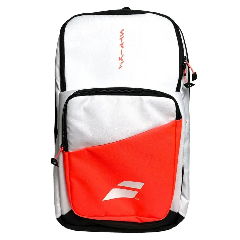 Babolat Pure Strike Backpack Tennis Bag w/ Racquet Compartment & Laptop Sleeve - White/Black/Red