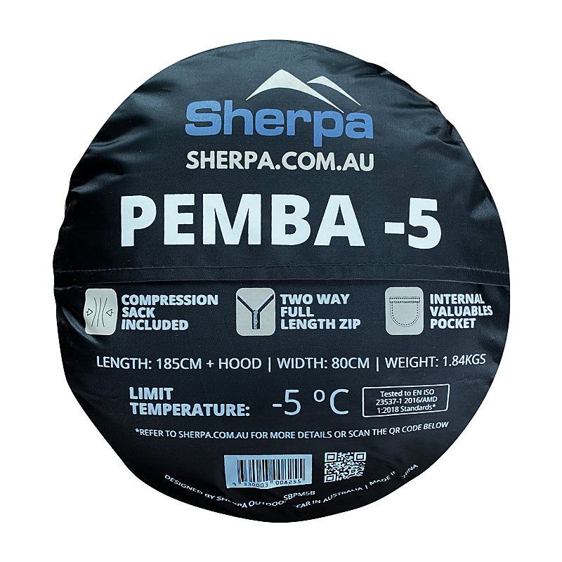 Sherpa Pemba -5 Degree Sleeping Bag Single Camping Hiking Winter Thermal