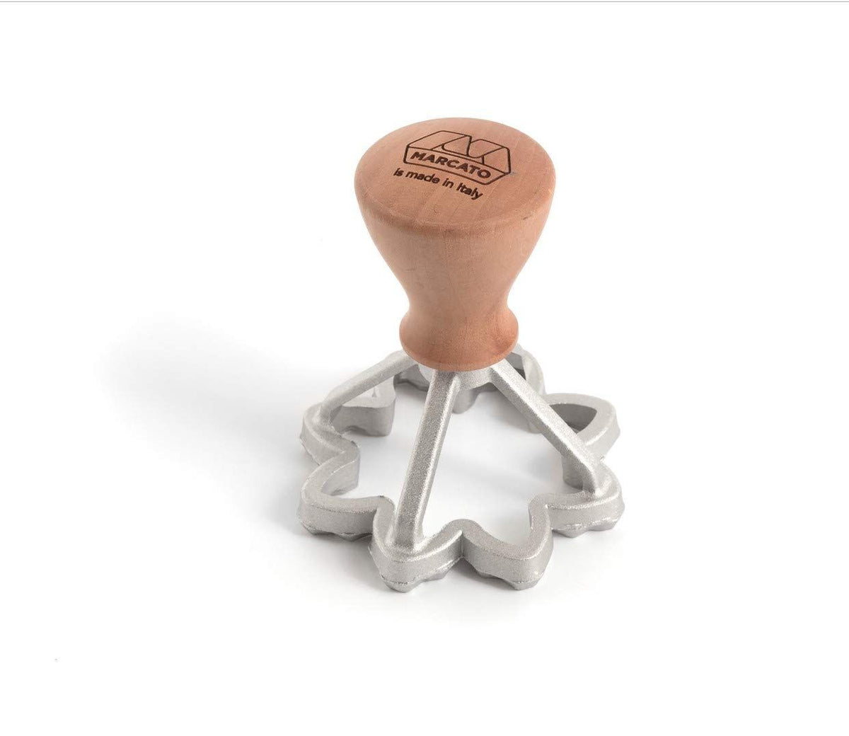 Marcato 70mm Flower Ravioli Stamp Moulder Aluminium Wood Handle in Silver