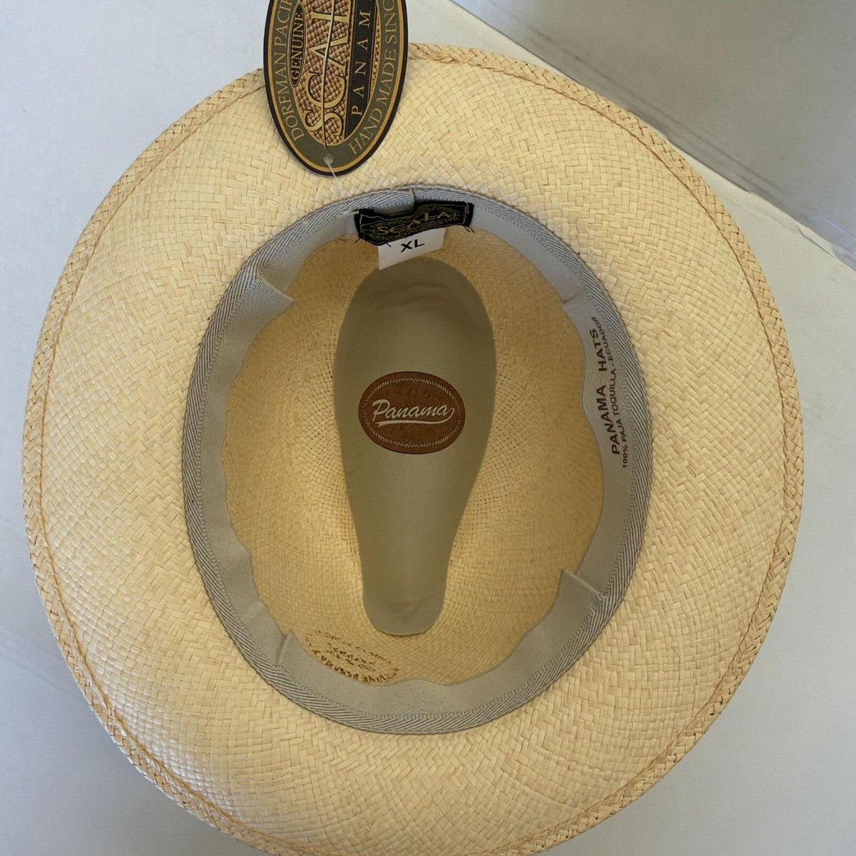 Hand-Woven Ecuadorian Panama Fedora Hat with Black Band - Natural (Made in Italy)