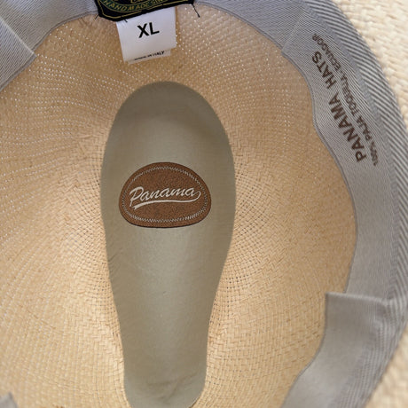 Scala Hand-Woven Ecuadorian Panama Fedora Hat with Black Band - Natural (Made in Italy)