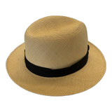 Hand-Woven Ecuadorian Panama Fedora Hat with Black Band - Natural (Made in Italy)