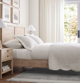 Renee Taylor Scallop Jacquard Coverlet Set - Pearl (OEKO-TEX Certified Bedspread)