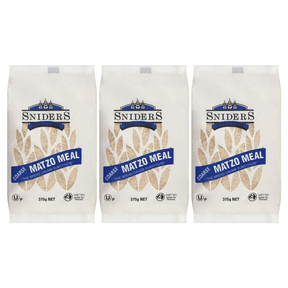 3x Sniders 375g COARSE Matzo Meal Pack - Kosher Crushed Matzah Breadcrumbs & Binder for Cooking