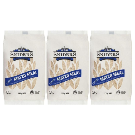 3x Sniders 375g COARSE Matzo Meal Pack - Kosher Crushed Matzah Breadcrumbs & Binder for Cooking
