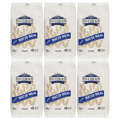 6x Sniders 375g COARSE Matzo Meal Bulk Pack - Kosher Crushed Matzah Breadcrumbs & Binder for Cooking
