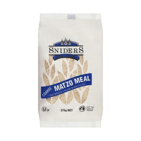 Sniders 375g COARSE Matzo Meal - Kosher Crushed Matzah Breadcrumbs & Binder for Cooking